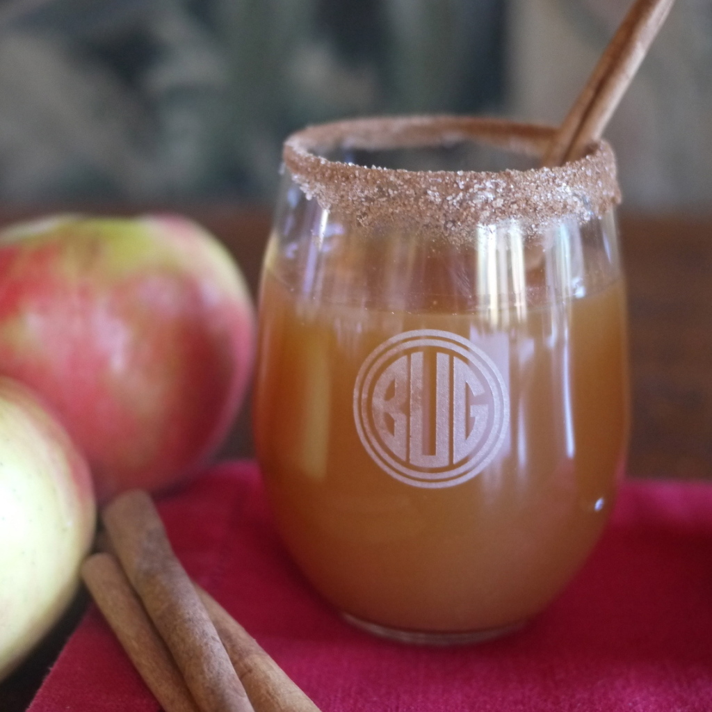 Cinnamon Sugar Apple Cider in Monogram Stemless Wine Glass